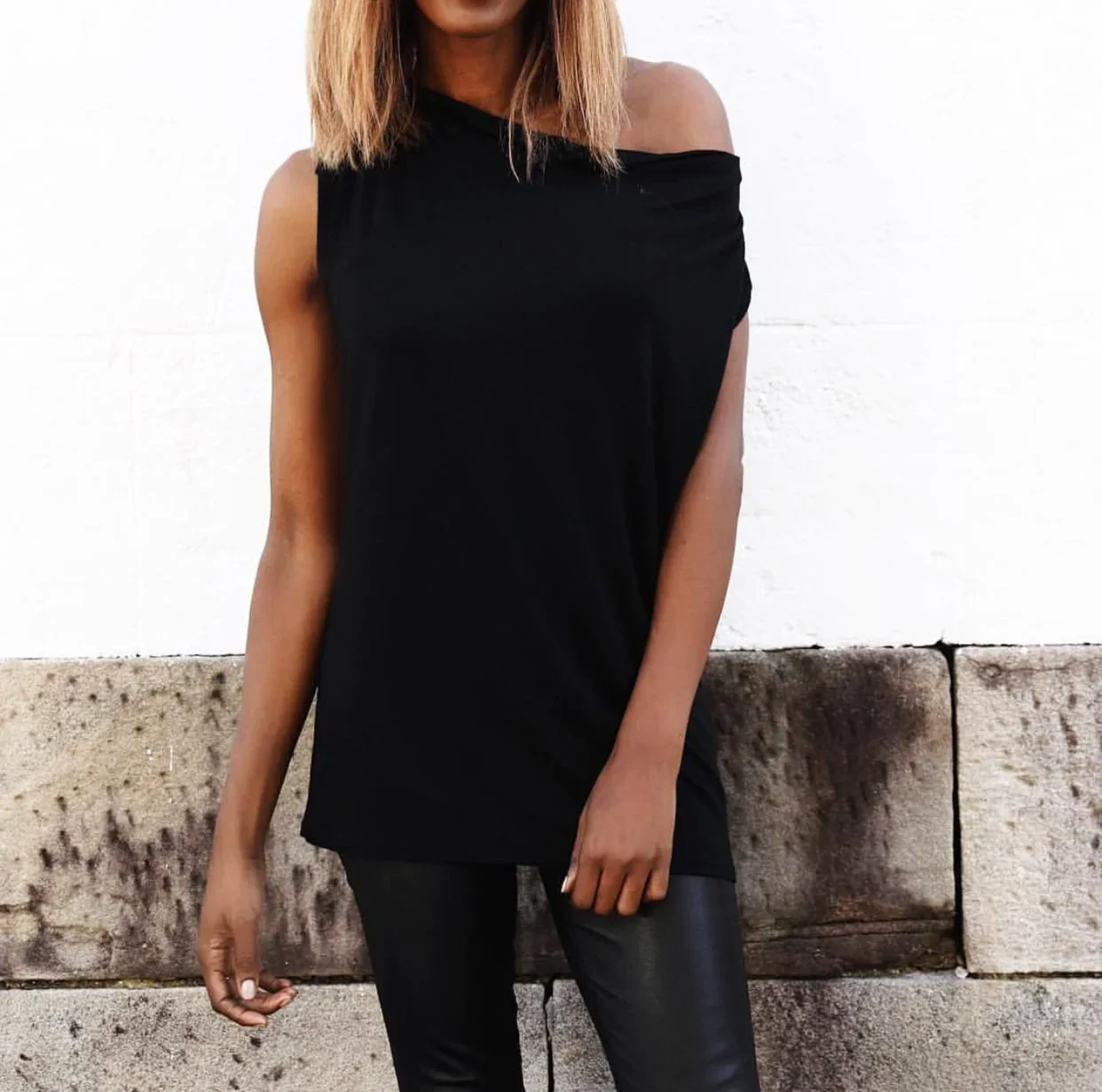 Capri Sleeveless Cowl Neck Top — Black - Image 5