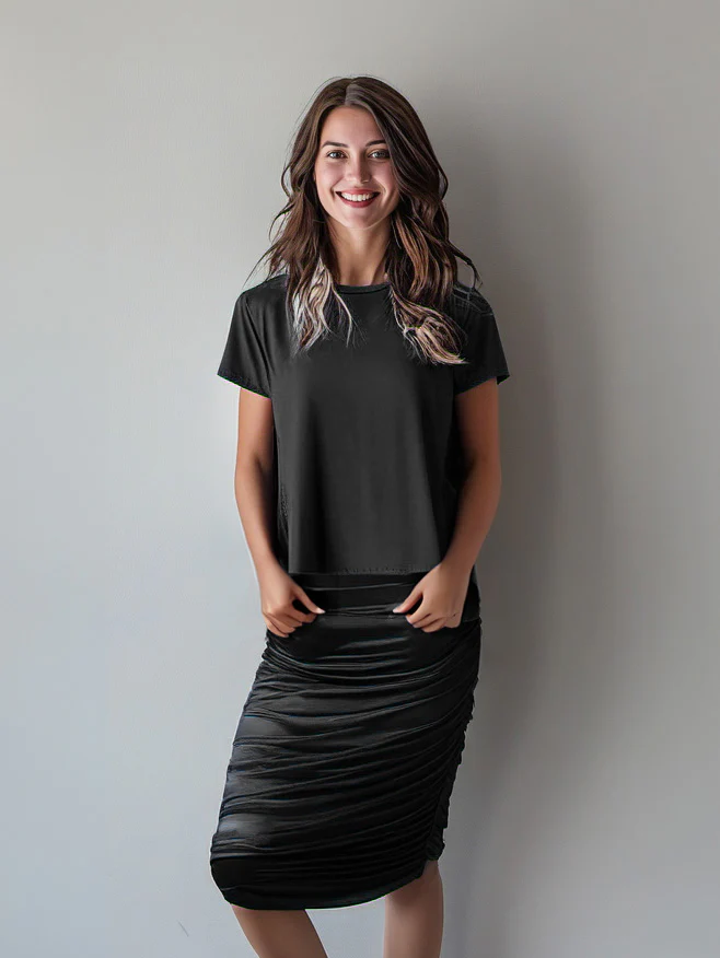 Premium Shelly Round Neck Tee — Black - Image 3