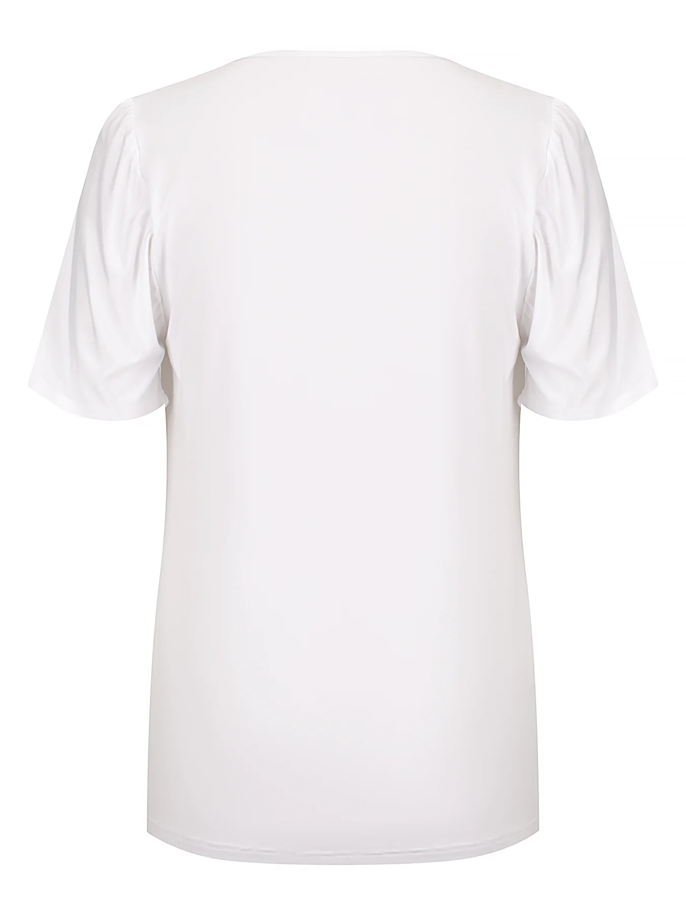 Verona Short-Sleeve Cowl Neck Top — White - Image 3